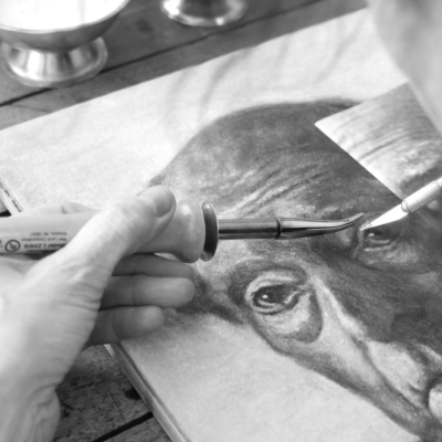 Artist working on Icons in Ash Portrait